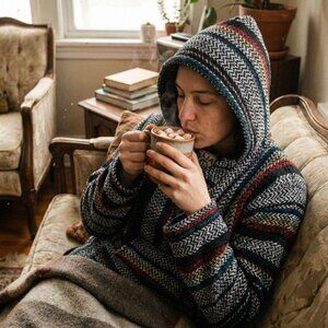 Multicolor Striped Knit Hoodie